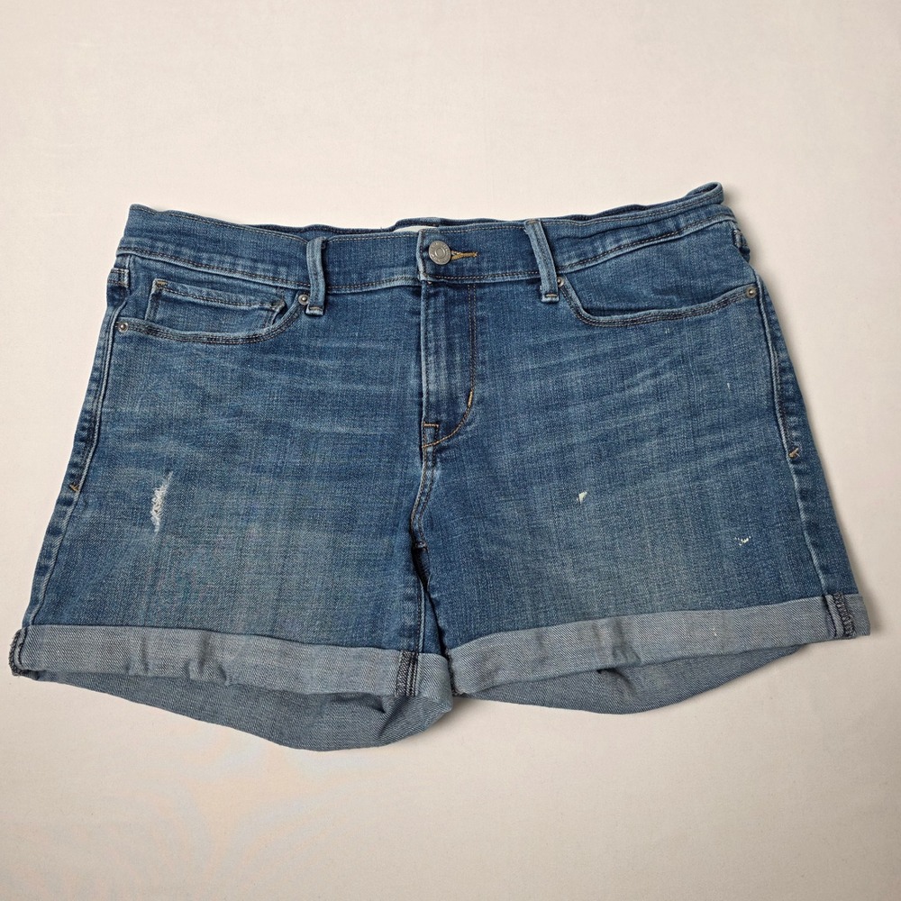 Levi's Denim Shorts Women 30 Blue Mid Rise Distressed Cuffed Medium Wash
